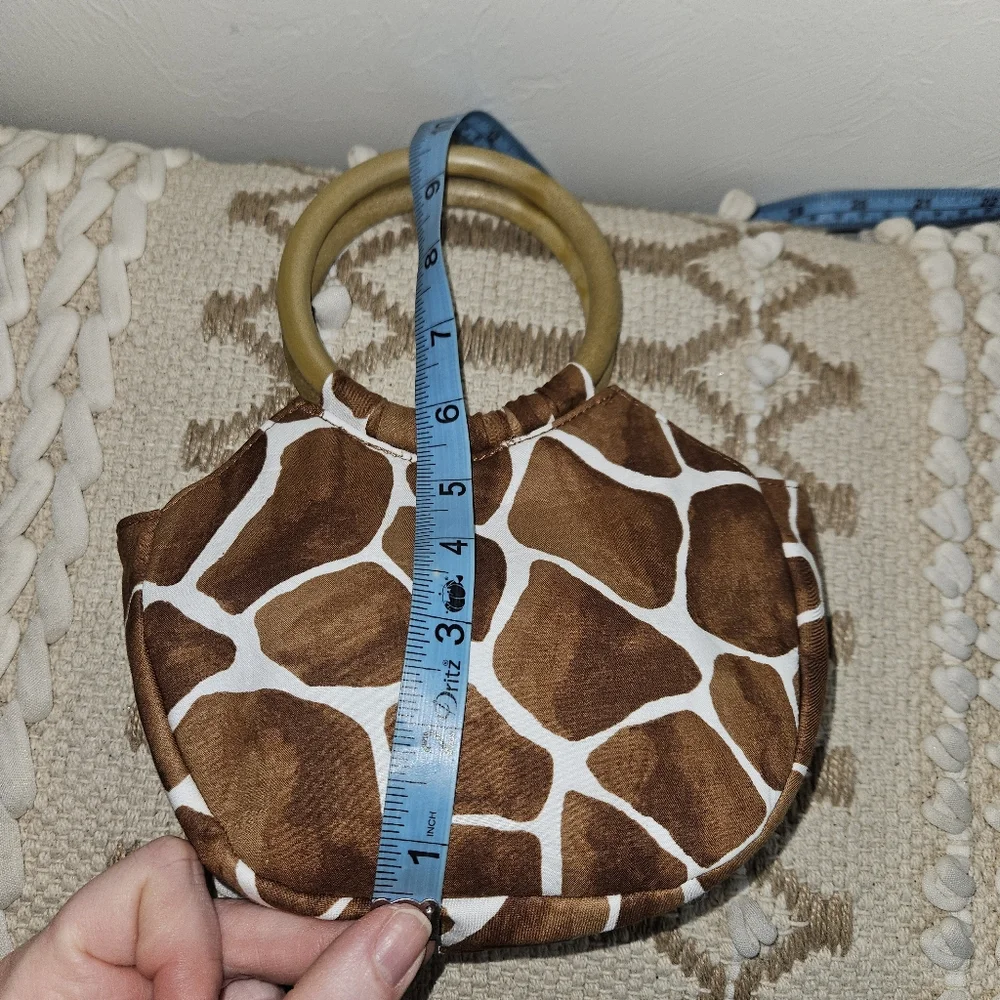 NWT! Janie and Jack Girls Purse Giraffe Wooden Ring Handle Animal Print NEW - Picture 9 of 12